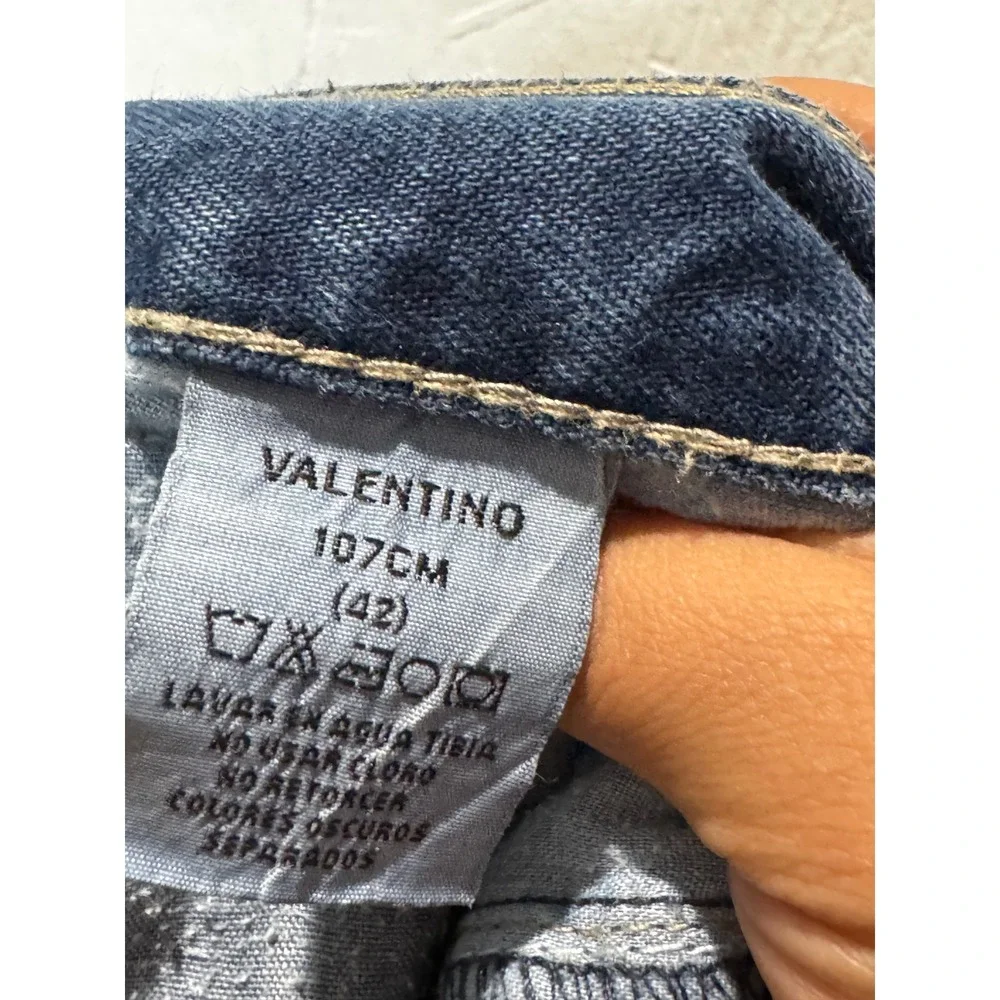 Valentino Jeans Classic Mens Indigo Blue Straight Leg Denim Pants Size 42 107cm